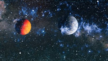 Derin uzay sanatı. Galaksiler, bulutsular ve evrendeki yıldızlar. Bu görüntünün elementleri NASA tarafından desteklenmektedir