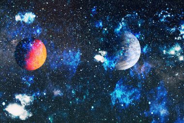 Derin uzay sanatı. Galaksiler, bulutsular ve evrendeki yıldızlar. Bu görüntünün elementleri NASA tarafından desteklenmektedir