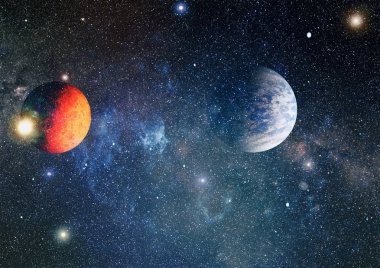 Derin uzay sanatı. Galaksiler, bulutsular ve evrendeki yıldızlar. Bu görüntünün elementleri NASA tarafından desteklenmektedir