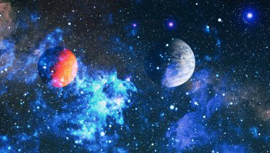 Derin uzay sanatı. Galaksiler, bulutsular ve evrendeki yıldızlar. Bu görüntünün elementleri NASA tarafından desteklenmektedir