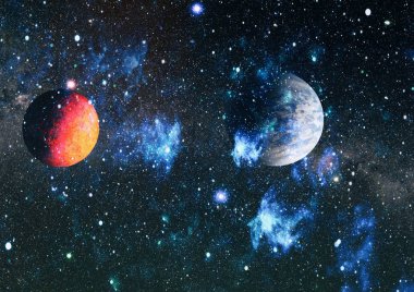 Derin uzay sanatı. Galaksiler, bulutsular ve evrendeki yıldızlar. Bu görüntünün elementleri NASA tarafından desteklenmektedir