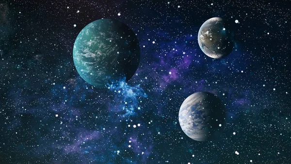 Uzaydaki gezegenler, yıldızlar ve galaksiler uzay keşiflerinin güzelliğini gösteriyor. NASA tarafından döşenmiş elementler