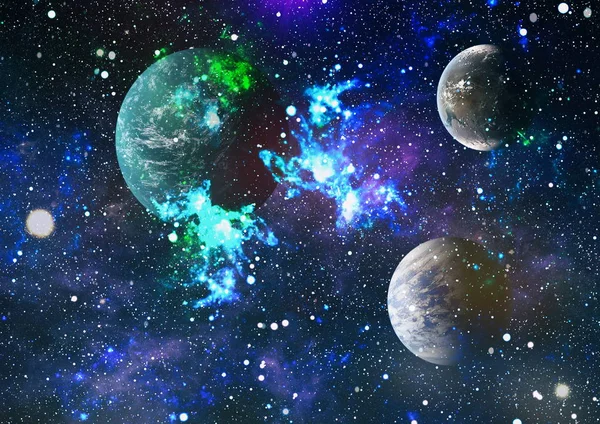 Uzaydaki gezegenler, yıldızlar ve galaksiler uzay keşiflerinin güzelliğini gösteriyor. NASA tarafından döşenmiş elementler