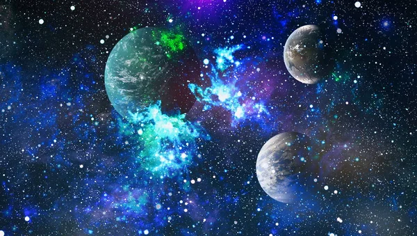 Uzaydaki gezegenler, yıldızlar ve galaksiler uzay keşiflerinin güzelliğini gösteriyor. NASA tarafından döşenmiş elementler