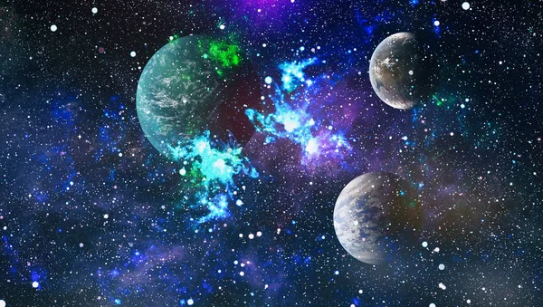 Uzaydaki gezegenler, yıldızlar ve galaksiler uzay keşiflerinin güzelliğini gösteriyor. NASA tarafından döşenmiş elementler