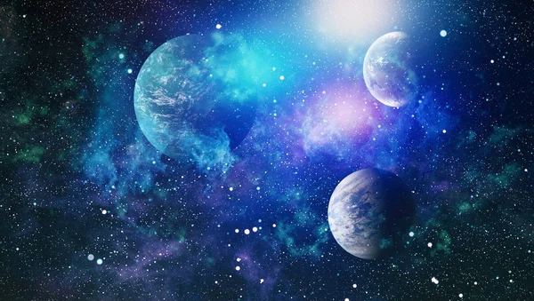 Uzaydaki gezegenler, yıldızlar ve galaksiler uzay keşiflerinin güzelliğini gösteriyor. NASA tarafından döşenmiş elementler