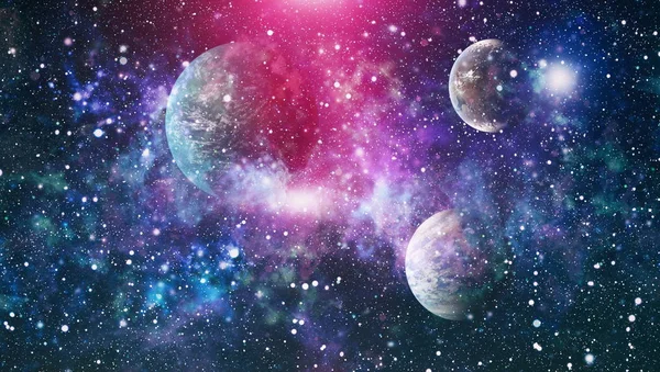 Uzaydaki gezegenler, yıldızlar ve galaksiler uzay keşiflerinin güzelliğini gösteriyor. NASA tarafından döşenmiş elementler