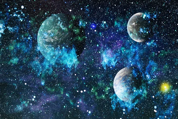 Uzaydaki gezegenler, yıldızlar ve galaksiler uzay keşiflerinin güzelliğini gösteriyor. NASA tarafından döşenmiş elementler