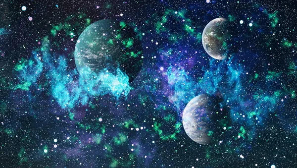 Uzaydaki gezegenler, yıldızlar ve galaksiler uzay keşiflerinin güzelliğini gösteriyor. NASA tarafından döşenmiş elementler