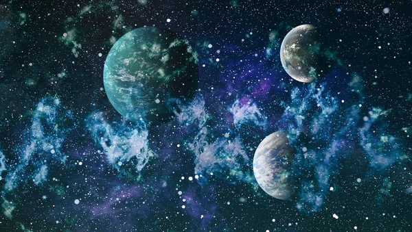 Uzaydaki gezegenler, yıldızlar ve galaksiler uzay keşiflerinin güzelliğini gösteriyor. NASA tarafından döşenmiş elementler