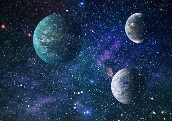 Uzaydaki gezegenler, yıldızlar ve galaksiler uzay keşiflerinin güzelliğini gösteriyor. NASA tarafından döşenmiş elementler