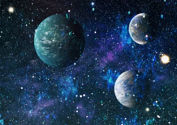 Uzaydaki gezegenler, yıldızlar ve galaksiler uzay keşiflerinin güzelliğini gösteriyor. NASA tarafından döşenmiş elementler