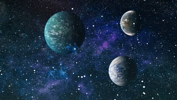 Uzaydaki gezegenler, yıldızlar ve galaksiler uzay keşiflerinin güzelliğini gösteriyor. NASA tarafından döşenmiş elementler