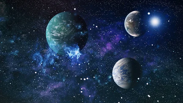 Uzaydaki gezegenler, yıldızlar ve galaksiler uzay keşiflerinin güzelliğini gösteriyor. NASA tarafından döşenmiş elementler