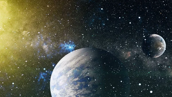 Uzaydaki gezegenler, yıldızlar ve galaksiler uzay keşiflerinin güzelliğini gösteriyor. NASA tarafından döşenmiş elementler