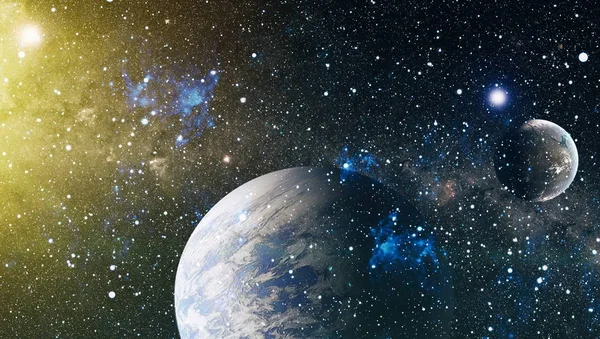 Uzaydaki gezegenler, yıldızlar ve galaksiler uzay keşiflerinin güzelliğini gösteriyor. NASA tarafından döşenmiş elementler