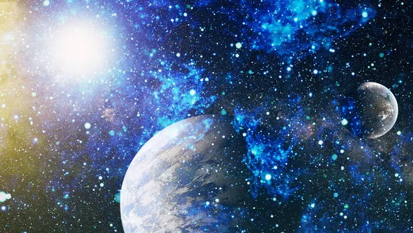 Uzaydaki gezegenler, yıldızlar ve galaksiler uzay keşiflerinin güzelliğini gösteriyor. NASA tarafından döşenmiş elementler