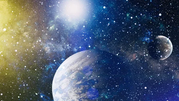 Uzaydaki gezegenler, yıldızlar ve galaksiler uzay keşiflerinin güzelliğini gösteriyor. NASA tarafından döşenmiş elementler