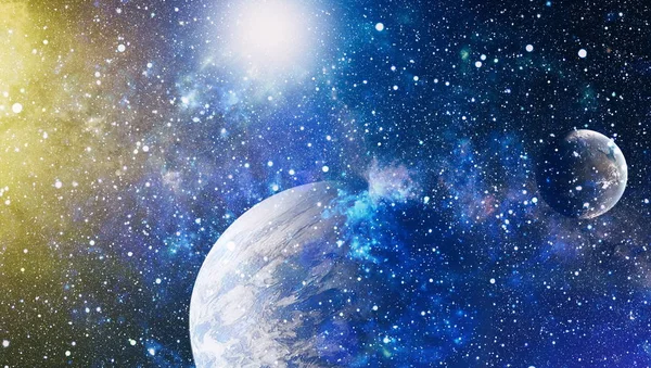 Uzaydaki gezegenler, yıldızlar ve galaksiler uzay keşiflerinin güzelliğini gösteriyor. NASA tarafından döşenmiş elementler