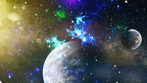 Uzaydaki gezegenler, yıldızlar ve galaksiler uzay keşiflerinin güzelliğini gösteriyor. NASA tarafından döşenmiş elementler