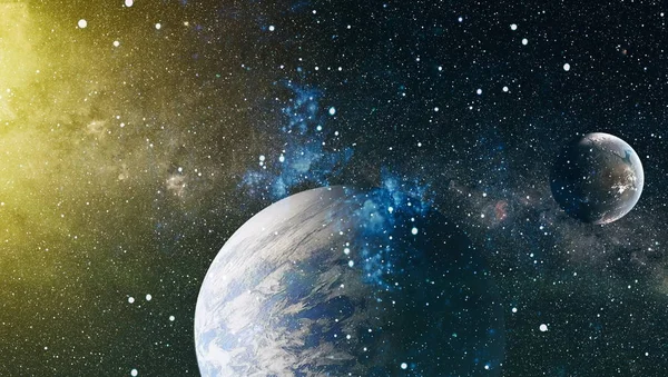 Uzaydaki gezegenler, yıldızlar ve galaksiler uzay keşiflerinin güzelliğini gösteriyor. NASA tarafından döşenmiş elementler