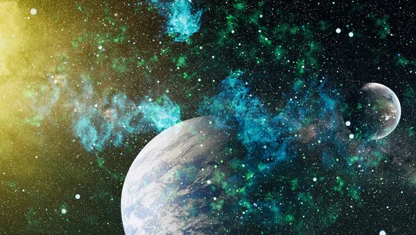 Uzaydaki gezegenler, yıldızlar ve galaksiler uzay keşiflerinin güzelliğini gösteriyor. NASA tarafından döşenmiş elementler