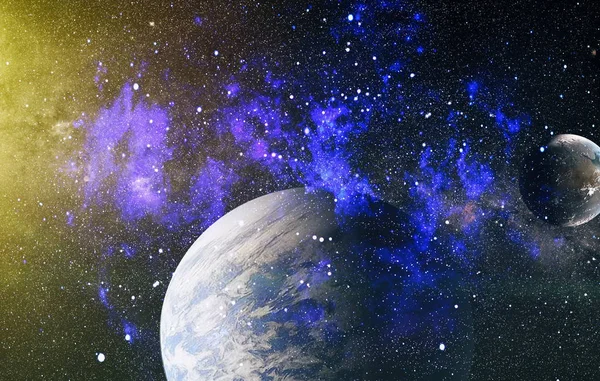 Uzaydaki gezegenler, yıldızlar ve galaksiler uzay keşiflerinin güzelliğini gösteriyor. NASA tarafından döşenmiş elementler