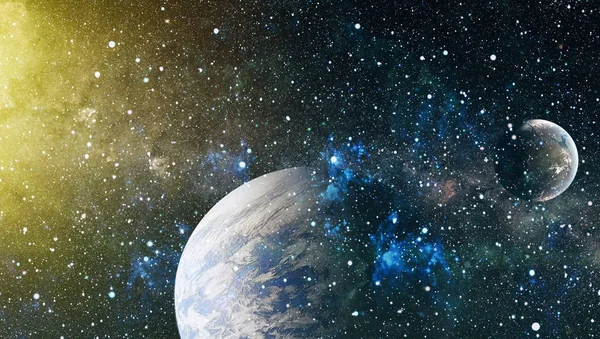 Uzaydaki gezegenler, yıldızlar ve galaksiler uzay keşiflerinin güzelliğini gösteriyor. NASA tarafından döşenmiş elementler