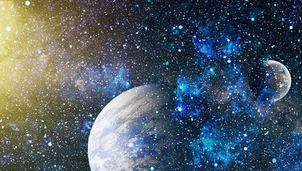 Uzaydaki gezegenler, yıldızlar ve galaksiler uzay keşiflerinin güzelliğini gösteriyor. NASA tarafından döşenmiş elementler