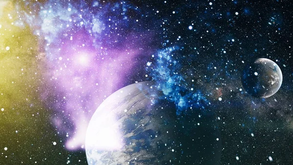 Uzaydaki gezegenler, yıldızlar ve galaksiler uzay keşiflerinin güzelliğini gösteriyor. NASA tarafından döşenmiş elementler