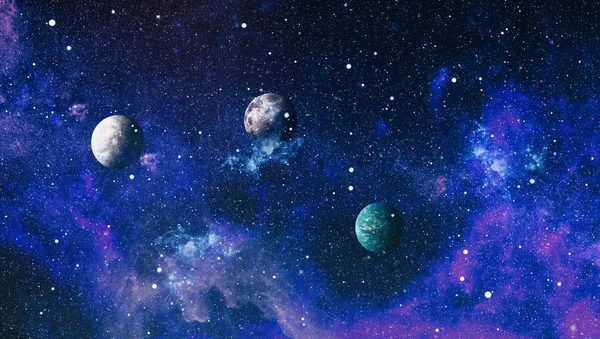 Uzaydaki gezegenler, yıldızlar ve galaksiler uzay keşiflerinin güzelliğini gösteriyor. NASA tarafından döşenmiş elementler