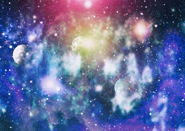 Uzaydaki gezegenler, yıldızlar ve galaksiler uzay keşiflerinin güzelliğini gösteriyor. NASA tarafından döşenmiş elementler