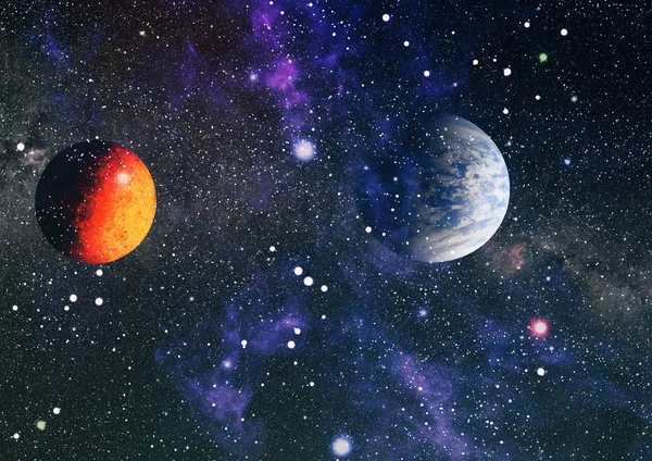 Derin uzay sanatı. Galaksiler, bulutsular ve evrendeki yıldızlar. Bu görüntünün elementleri NASA tarafından desteklenmektedir