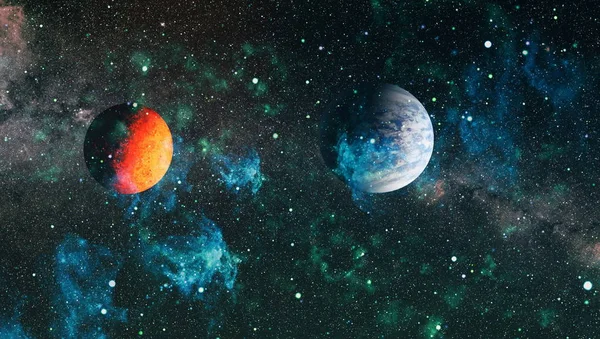 Derin uzay sanatı. Galaksiler, bulutsular ve evrendeki yıldızlar. Bu görüntünün elementleri NASA tarafından desteklenmektedir