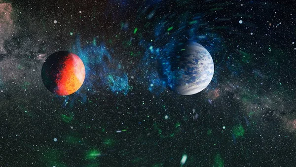 Derin uzay sanatı. Galaksiler, bulutsular ve evrendeki yıldızlar. Bu görüntünün elementleri NASA tarafından desteklenmektedir