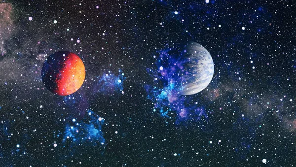 Derin uzay sanatı. Galaksiler, bulutsular ve evrendeki yıldızlar. Bu görüntünün elementleri NASA tarafından desteklenmektedir