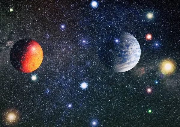 Derin uzay sanatı. Galaksiler, bulutsular ve evrendeki yıldızlar. Bu görüntünün elementleri NASA tarafından desteklenmektedir