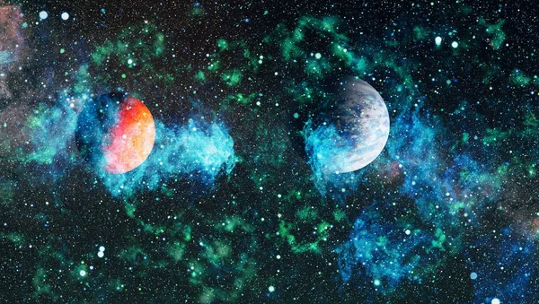 Derin uzay sanatı. Galaksiler, bulutsular ve evrendeki yıldızlar. Bu görüntünün elementleri NASA tarafından desteklenmektedir