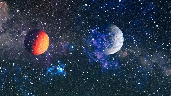 Derin uzay sanatı. Galaksiler, bulutsular ve evrendeki yıldızlar. Bu görüntünün elementleri NASA tarafından desteklenmektedir