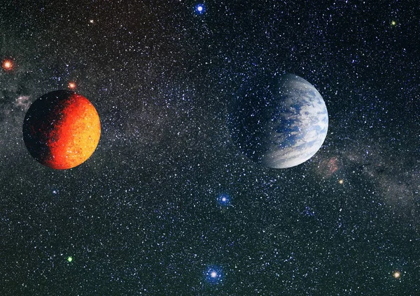 Derin uzay sanatı. Galaksiler, bulutsular ve evrendeki yıldızlar. Bu görüntünün elementleri NASA tarafından desteklenmektedir