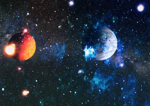 Derin uzay sanatı. Galaksiler, bulutsular ve evrendeki yıldızlar. Bu görüntünün elementleri NASA tarafından desteklenmektedir