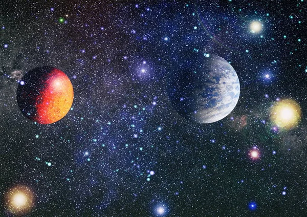 Derin uzay sanatı. Galaksiler, bulutsular ve evrendeki yıldızlar. Bu görüntünün elementleri NASA tarafından desteklenmektedir