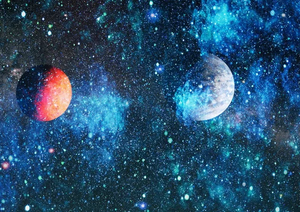 Derin uzay sanatı. Galaksiler, bulutsular ve evrendeki yıldızlar. Bu görüntünün elementleri NASA tarafından desteklenmektedir