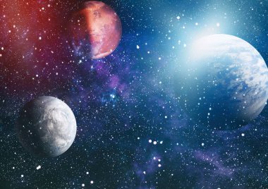 Uzayda ateşli bir patlama. Evrenin soyut çizimi. Bu görüntünün elementleri NASA tarafından desteklenmektedir