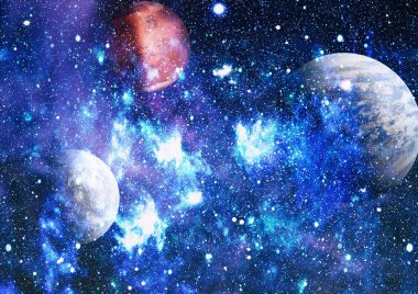 Uzayda ateşli bir patlama. Evrenin soyut çizimi. Bu görüntünün elementleri NASA tarafından desteklenmektedir