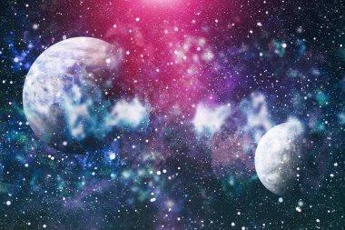 Uzayda ateşli bir patlama. Evrenin soyut çizimi. Bu görüntünün elementleri NASA tarafından desteklenmektedir