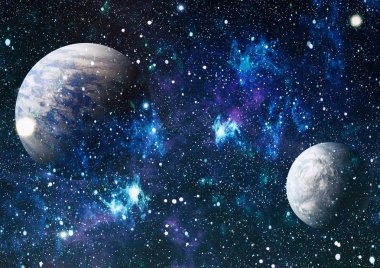 Uzayda ateşli bir patlama. Evrenin soyut çizimi. Bu görüntünün elementleri NASA tarafından desteklenmektedir