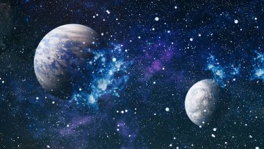 Uzayda ateşli bir patlama. Evrenin soyut çizimi. Bu görüntünün elementleri NASA tarafından desteklenmektedir