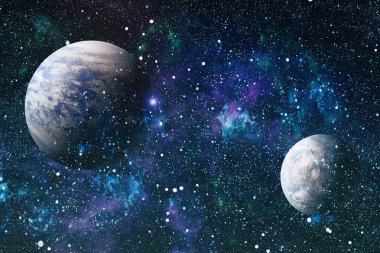 Uzayda ateşli bir patlama. Evrenin soyut çizimi. Bu görüntünün elementleri NASA tarafından desteklenmektedir