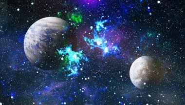 Uzayda ateşli bir patlama. Evrenin soyut çizimi. Bu görüntünün elementleri NASA tarafından desteklenmektedir